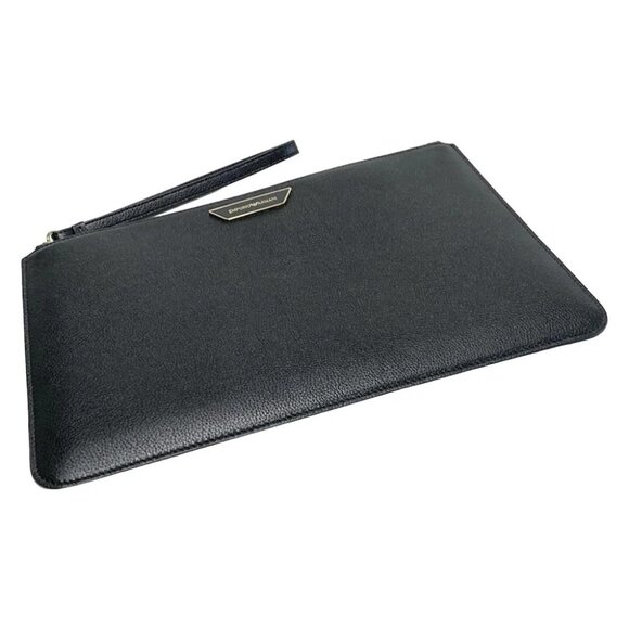 EMPORIO ARMANI - Black Leather Pouch - Picture 2 of 5
